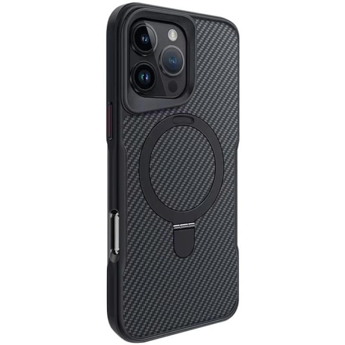TPU+PC чохол Metal Buttons with MagSafe Carbon Ring для Apple iPhone 16 Pro Max (6.9') Чорний