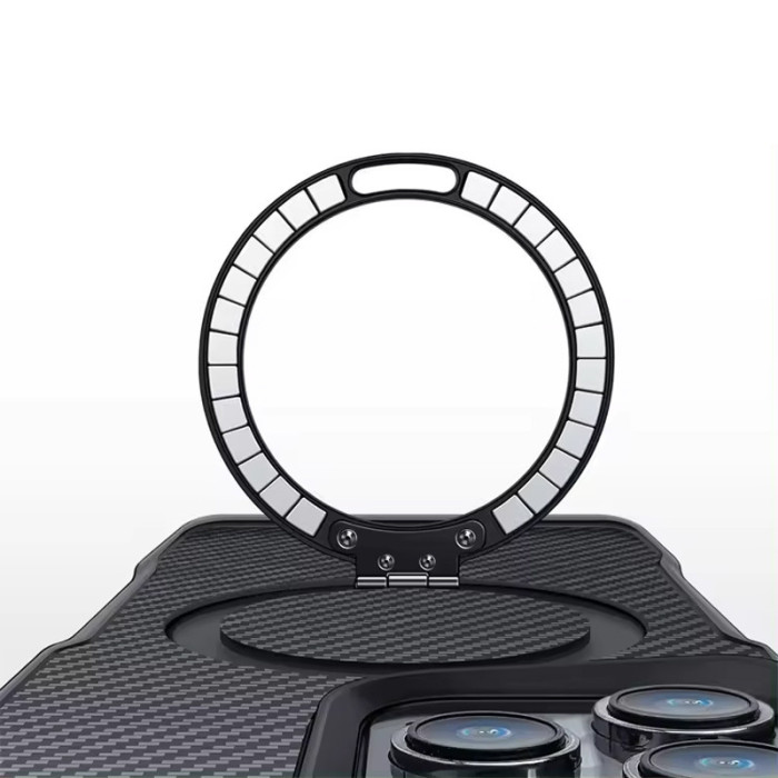 TPU+PC чохол Metal Buttons with MagSafe Carbon Ring для Apple iPhone 16 Pro Max (6.9') Чорний