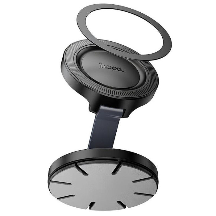 Автотримач Hoco H61 Show folding ring magnetic (dashboard) Black/Metal gray
