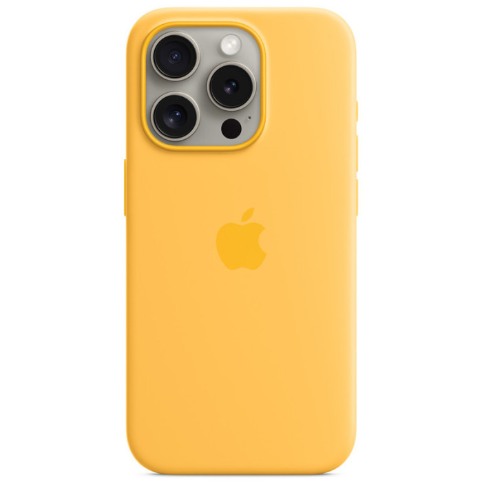 Чохол Silicone case (AAA) with Magsafe and Animation для Apple iPhone 15 Pro Max Жовтий/Sunshine