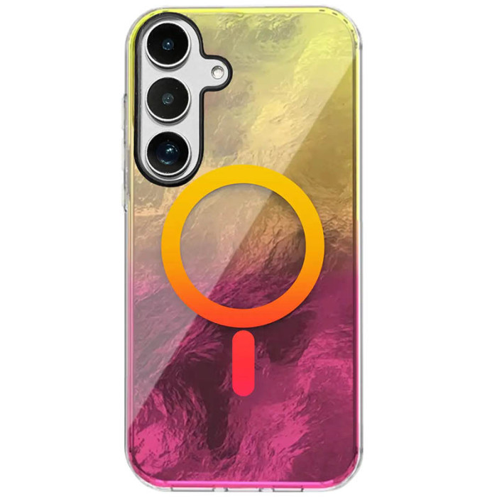 Чохол TPU Shiny Mountain (MagFit) для Samsung Galaxy S25 Yellow/Pink