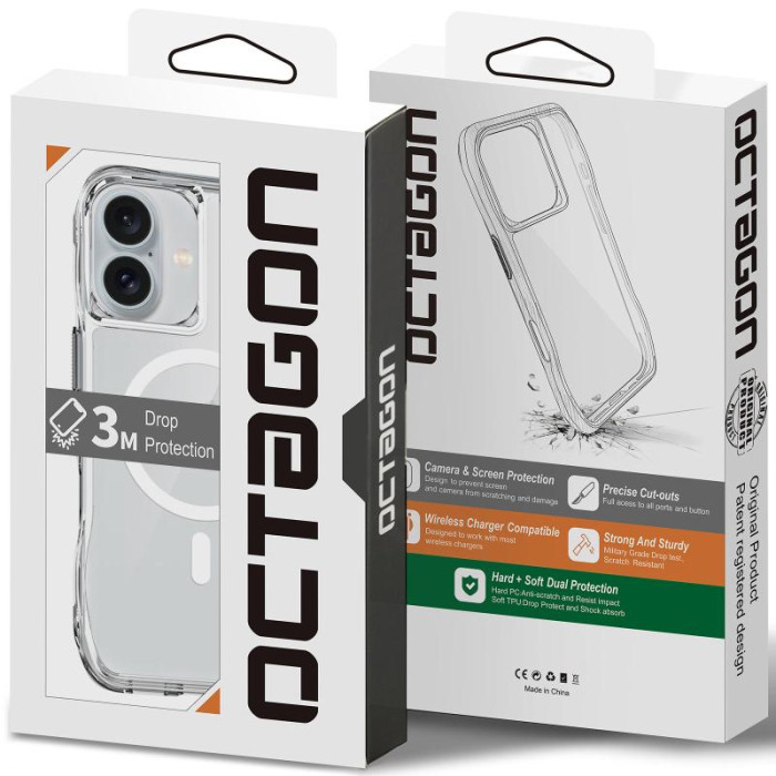 Чохол TPU Space Octagon with MagSafe для Apple iPhone 17 (6.3') Clear