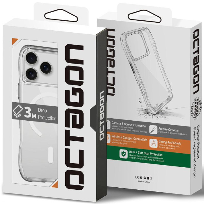Чохол TPU Space Octagon with MagSafe для Apple iPhone 17 Pro (6.3') Clear