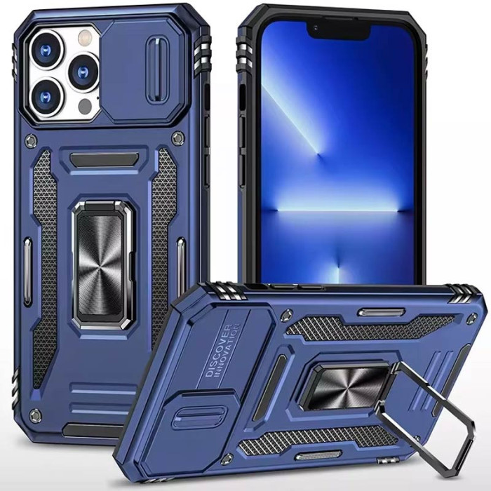 Ударостійкий чохол Camshield Army Ring для Apple iPhone 13 Pro  Синій/Navy