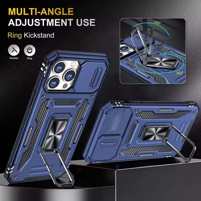 Ударостійкий чохол Camshield Army Ring для Apple iPhone 13 Pro  Синій/Navy