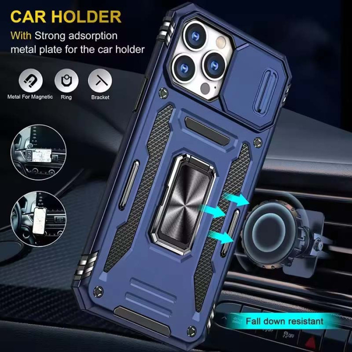 Ударостійкий чохол Camshield Army Ring для Apple iPhone 13 Pro  Синій/Navy