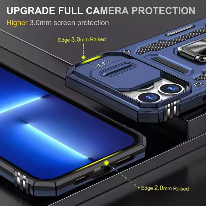 Ударостійкий чохол Camshield Army Ring для Apple iPhone 13 Pro  Синій/Navy
