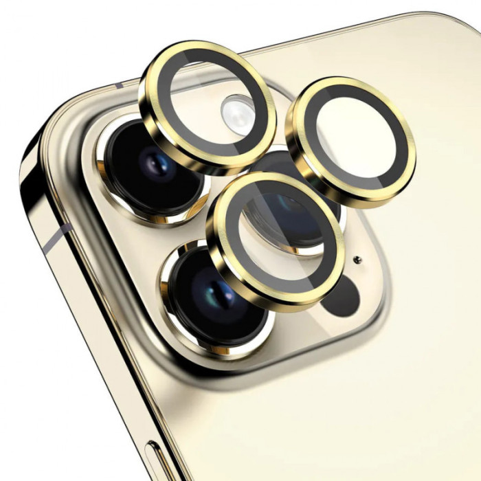 Захисне скло Metal Classic на камеру (у упак.) для Apple iPhone 14 Pro/14 Pro Max Золотий/Gold