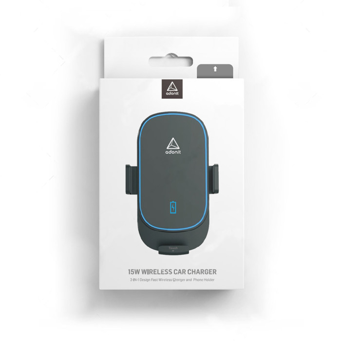 Автомобільна бездротова зарядка та утримувач Adonit 15W Wireless Car Charger чорна