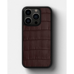 Чохол із коричневої шкіри крокодила для iPhone 13 Pro Max
