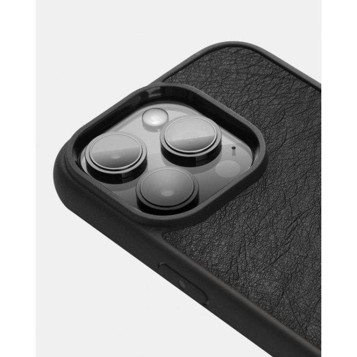 Чохол із чорної шкіри пітона з дрібними лусочками для iPhone 15 Pro Max