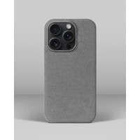 Світло-сірий чохол з алькантари для iPhone 15 Pro