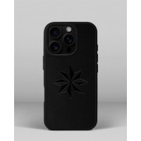 Чохол для iPhone 15 Pro в чорному кольорі з тисненням Роза вітрів