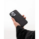Чохол із чорної шкіри страуса без фолікул для iPhone 16 Pro
