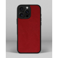 Чохол із червоною вставкою з алькантари для iPhone 16 Pro Max