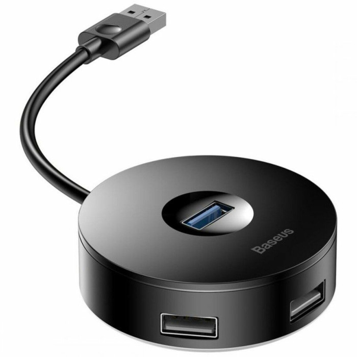 USB-Хаб Baseus round box HUB adapter （USB3.0 to USB3.0*1+USB2.0*3）Black