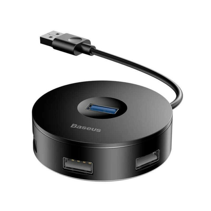 USB-Хаб Baseus round box HUB adapter （USB3.0 to USB3.0*1+USB2.0*3）Black