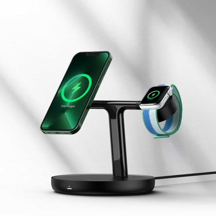 Бездротовий зарядний пристрій Baseus Swan 3-in-1 Wireless Magnetic Charging Bracket 20W Black