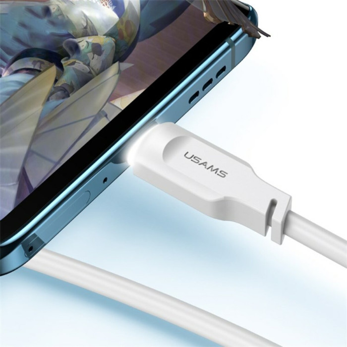 Кабель Usams US-SJ568 Type-C 6A Fast Charging & Data Cable Lithe Series 1.2m White