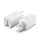 Зарядний пристрій Vention 3-port USB(C+C+A) GaN Charger(65W/30W/30W) EU-Plug White