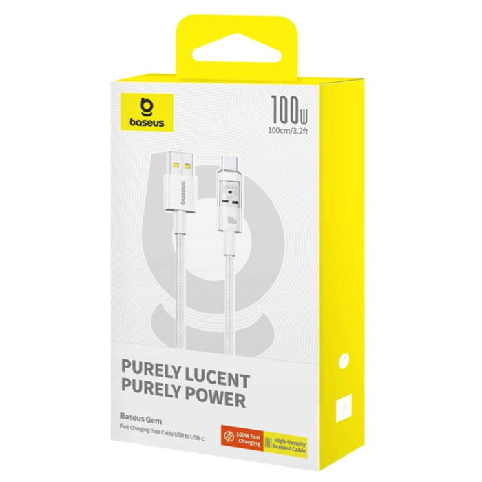 Кабель Baseus Gem Fast-Charging Data Cable USB to USB-C 100W 2m Moon White