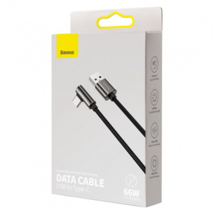 Кабель Baseus Legend Series Elbow Fast Charging Data Cable USB to Type-C 66W 1m Black