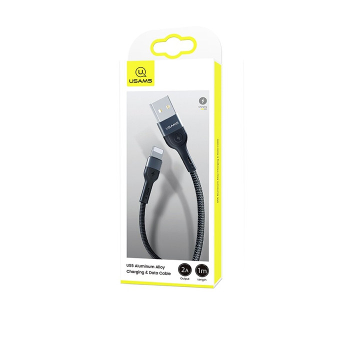 Кабель Usams US-SJ448 U55 Lightning Aluminum Alloy Braided Data Cable 1m Black