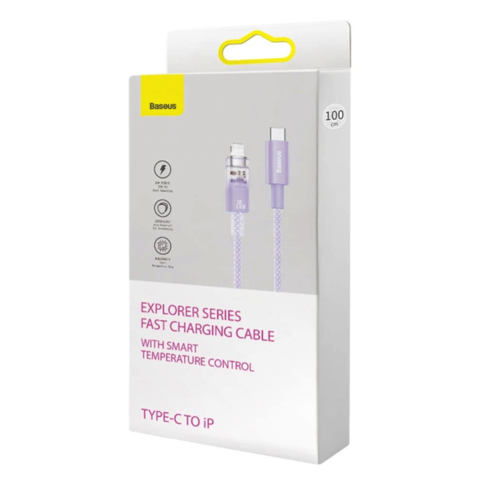 Кабель Baseus Explorer Series Fast Charging Cable with Smart Temperature Control Type-C to iPhone 20W 1m Purple