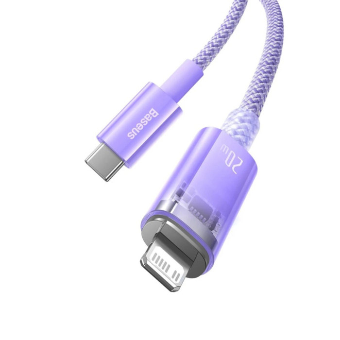 Кабель Baseus Explorer Series Fast Charging Cable with Smart Temperature Control Type-C to iPhone 20W 1m Purple