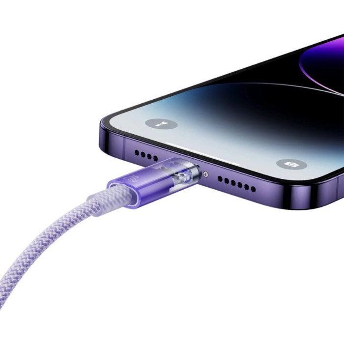 Кабель Baseus Explorer Series Fast Charging Cable with Smart Temperature Control Type-C to iPhone 20W 1m Purple