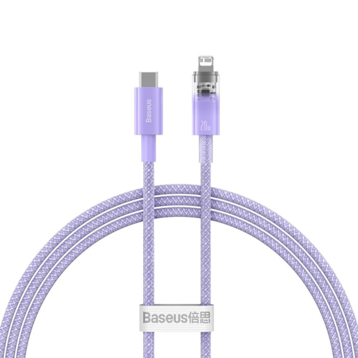 Кабель Baseus Explorer Series Fast Charging Cable with Smart Temperature Control Type-C to iPhone 20W 1m Purple