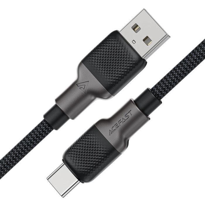 Кабель ACEFAST C10-04 USB на Type-C 3A, 1.2m, silicone, zinc connectors, Чорний