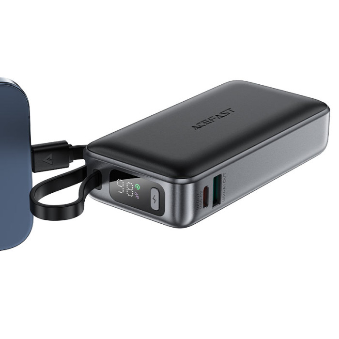 Зовнішній акумулятор ACEFAST M7 PD30W power bank with cable 10000mAh, Black