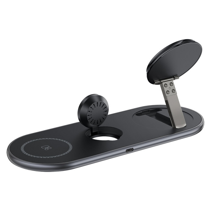 Бездротовий мультизарядний пристрій ACEFAST E19 Qi2 desktop 3-in-1 wireless charging holder Black
