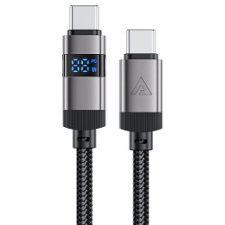 Кабель ACEFAST C15-03 USB-C на USB-C zinc alloy digital display braided charging data cable Чорний