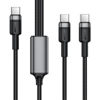 Кабель ACEFAST C22-02 USB-C на 2*USB-C 100W aluminum alloy charging data cable Чорний
