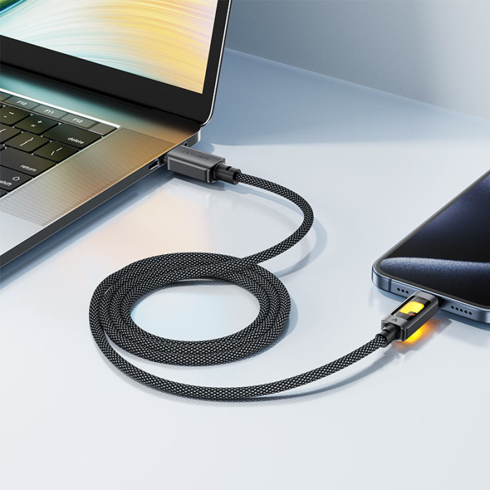 Кабель ACEFAST C21-04 USB-A на USB-C fantasy color series braided Charging data cable Чорний