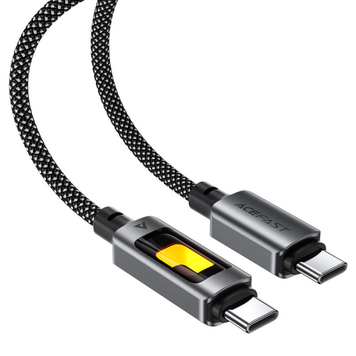 Кабель ACEFAST C21-03, Type-C на Type-C, 60W, 1.2m, Nylon, Aluminum Alloy connectors, Чорний