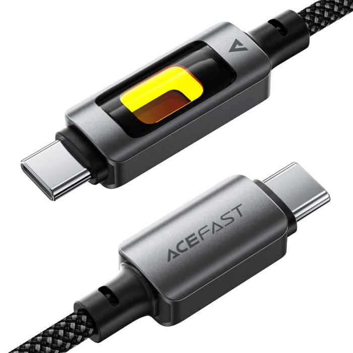 Кабель ACEFAST C21-03, Type-C на Type-C, 60W, 1.2m, Nylon, Aluminum Alloy connectors, Чорний