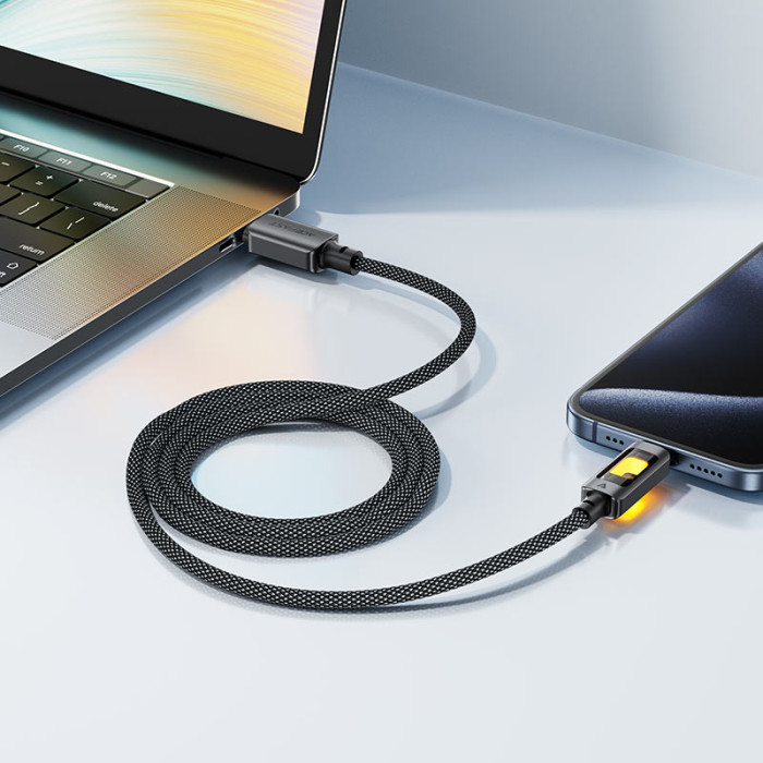 Кабель ACEFAST C21-03, Type-C на Type-C, 60W, 1.2m, Nylon, Aluminum Alloy connectors, Чорний
