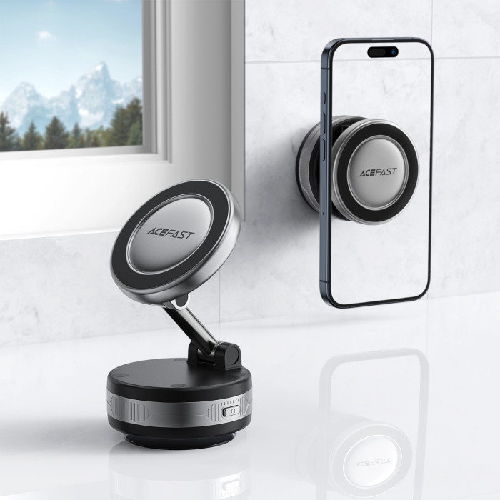 Автотримач для телефона ACEFAST E30 Electric Suction cup magnetic Phone holder, Metal Сірий