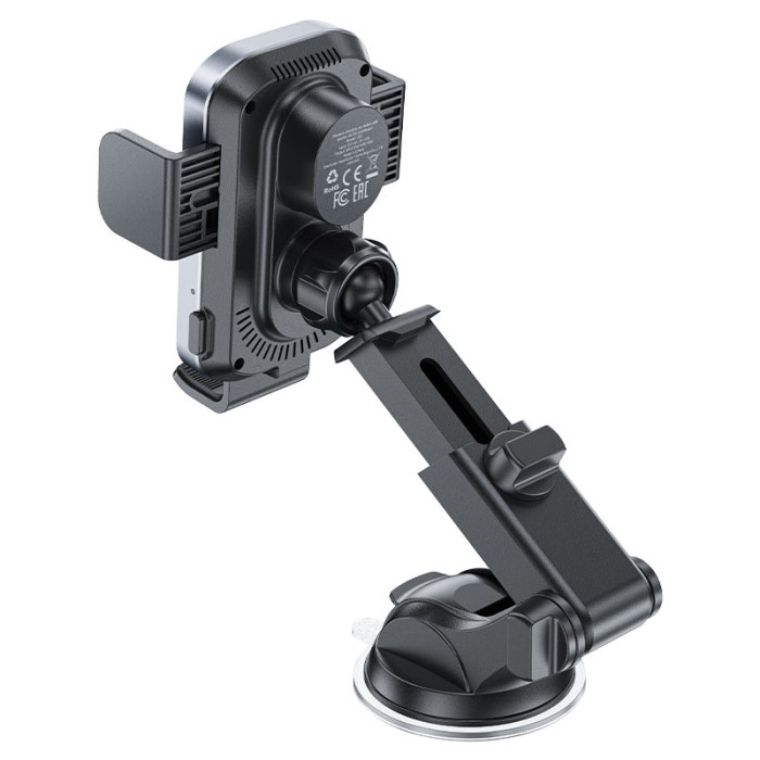 Автотримач для телефона з БЗП ACEFAST D53 wireless charging car holder with electric clamp for dashboard Black