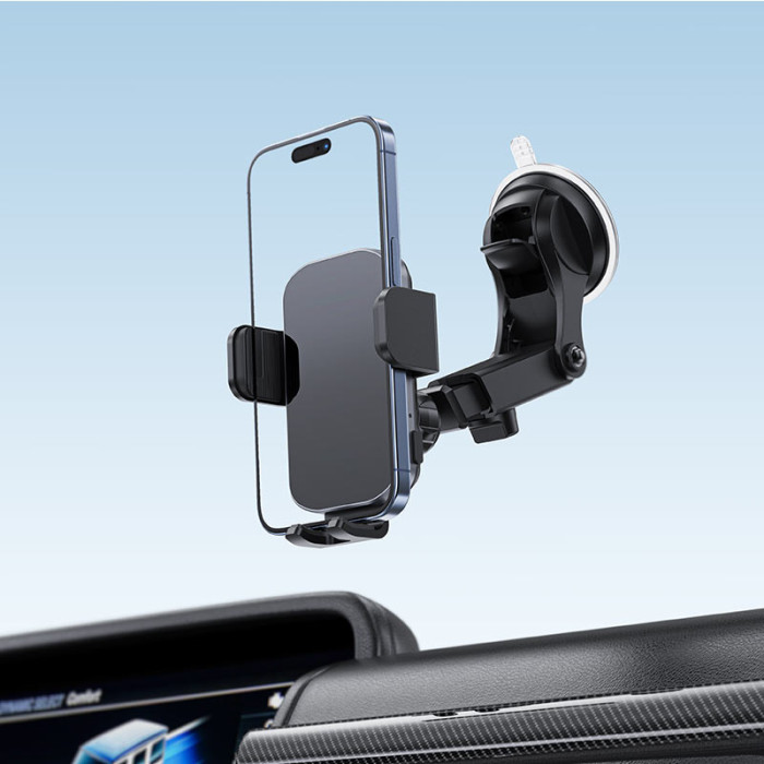 Автотримач для телефона з БЗП ACEFAST D53 wireless charging car holder with electric clamp for dashboard Black