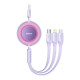Кабель Baseus Bright Mirror 2 Series Retractable 3-in-1 швидка зарядка  Data Cable USB на M+L+C 66W 1.1m Purple