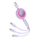Кабель Baseus Bright Mirror 2 Series Retractable 3-in-1 швидка зарядка  Data Cable USB на M+L+C 66W 1.1m Purple