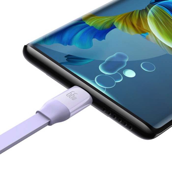 Кабель Baseus Bright Mirror 2 Series Retractable 3-in-1 швидка зарядка  Data Cable USB на M+L+C 66W 1.1m Purple