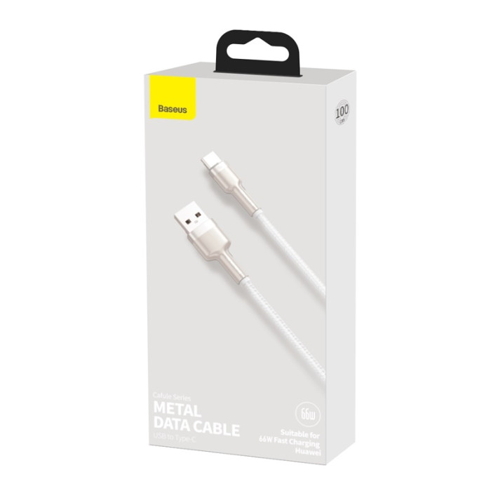 Кабель Baseus Cafule Series Metal Data Cable USB на Type-C 66W 1m Білий