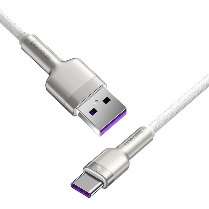 Кабель Baseus Cafule Series Metal Data Cable USB на Type-C 66W 1m Білий