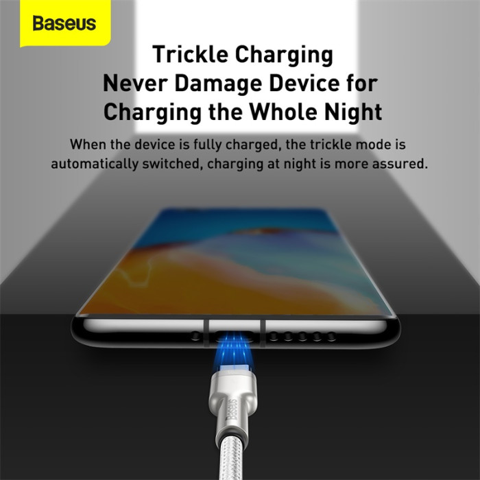 Кабель Baseus Cafule Series Metal Data Cable USB на Type-C 66W 1m Білий