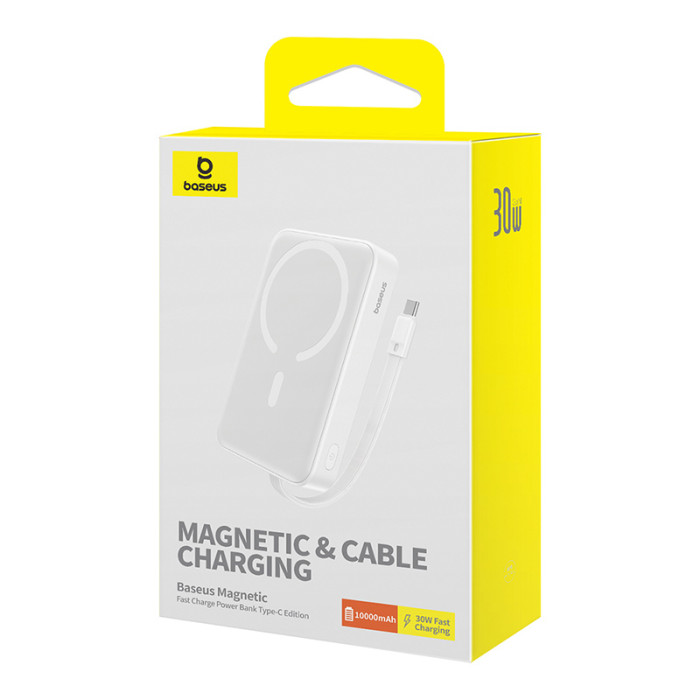 Зовнішній акумулятор Baseus Magnetic Mini Wireless Fast Charge Power Bank Type-C Edition  10000mAh 30W Stellar White